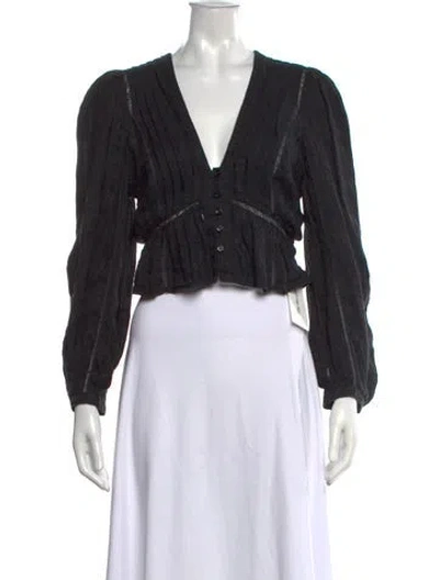 Pre-owned Iro Linen V-neck Blouse In Black
