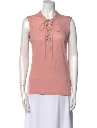 Pre-owned Iro Linen V-neck Blouse In Pink