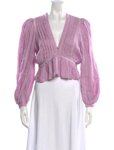 Pre-owned Iro Linen V-neck Blouse In Purple