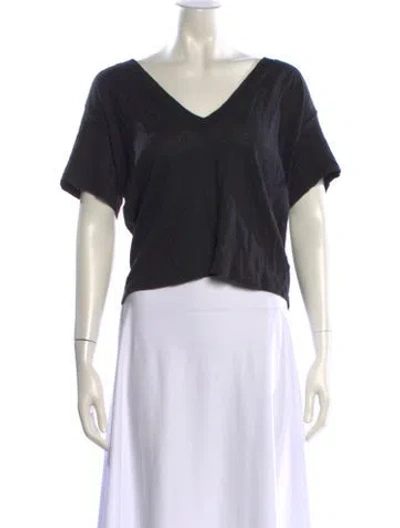 Pre-owned Iro Linen V-neck Crop Top In Black