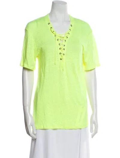 Pre-owned Iro Linen V-neck Polo In Yellow