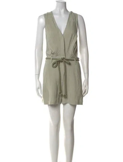 Pre-owned Iro Linen V-neck Romper In Green