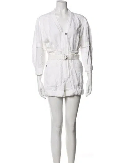 Pre-owned Iro Linen V-neck Romper In White