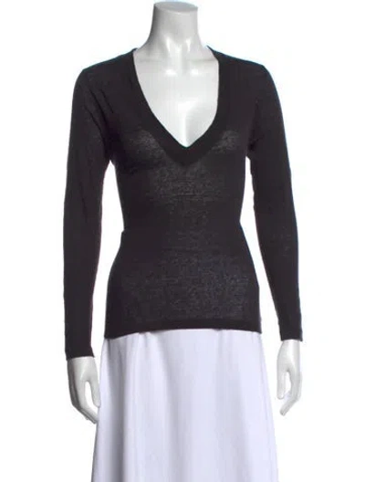 Pre-owned Iro Linen V-neck Sweater In Gray