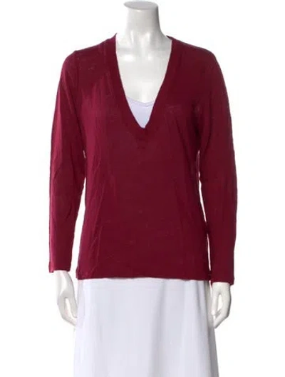 Pre-owned Iro Linen V-neck Sweater W/ Tags In Burgundy