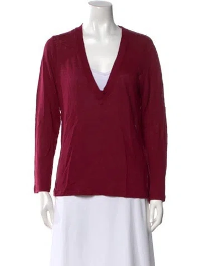Pre-owned Iro Linen V-neck Sweater W/ Tags In Burgundy