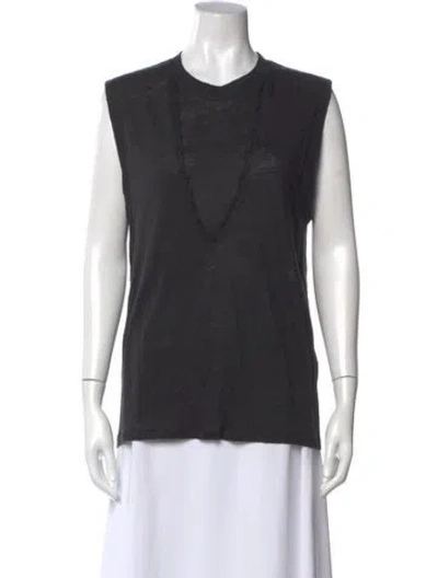 Pre-owned Iro Linen V-neck Top In Black