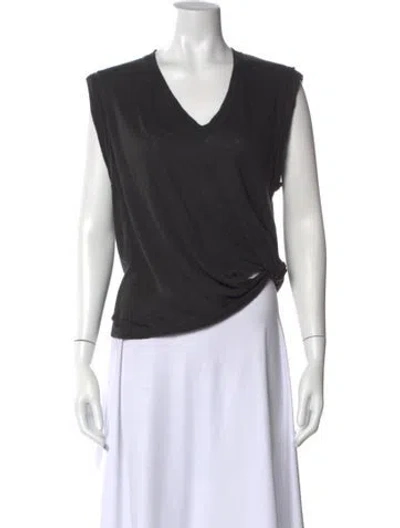 Pre-owned Iro Linen V-neck Top In Black