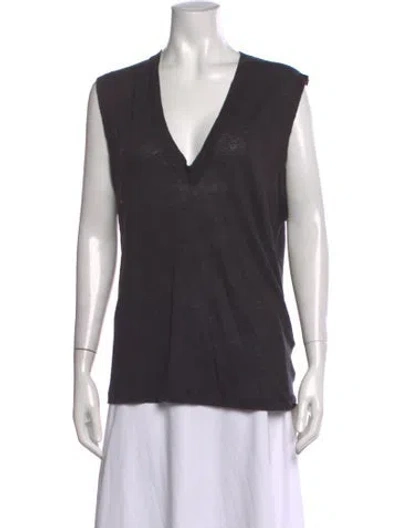 Pre-owned Iro Linen V-neck Top In Black