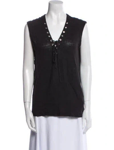 Pre-owned Iro Linen V-neck Top In Gray