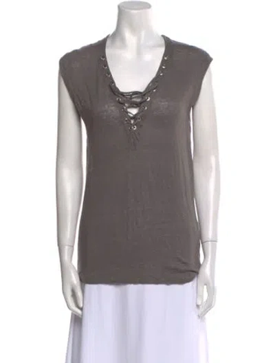 Pre-owned Iro Linen V-neck Top In Gray