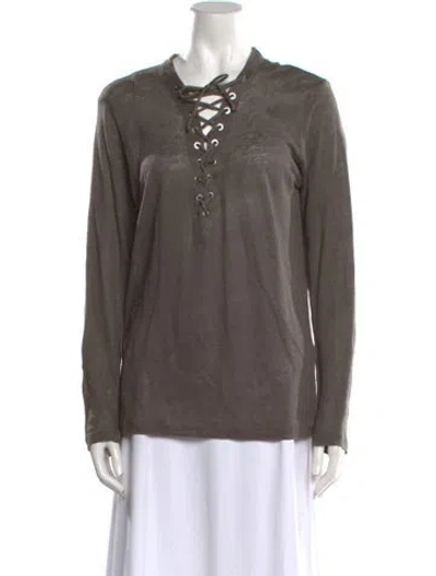 Pre-owned Iro Linen V-neck Top In Gray