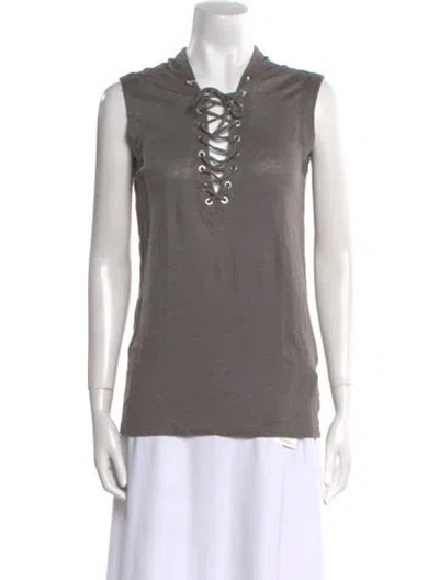 Pre-owned Iro Linen V-neck Top W/ Tags In Gray