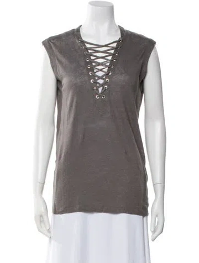 Pre-owned Iro Linen V-neck Top W/ Tags In Gray