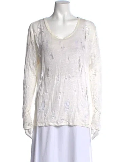 Pre-owned Iro Linen V-neck Top In White