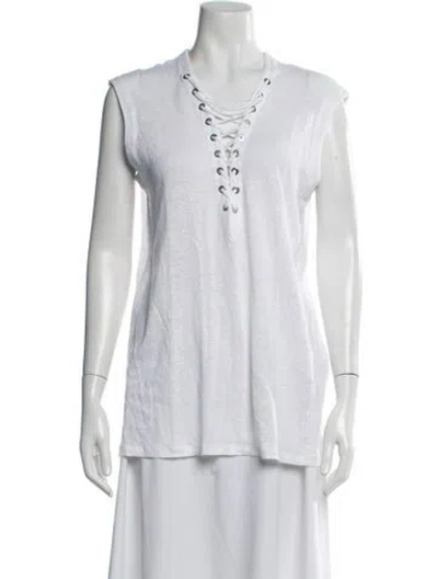 Pre-owned Iro Linen V-neck Top In White