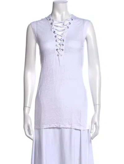 Pre-owned Iro Linen V-neck Top In White