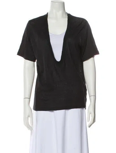 Pre-owned Iro Linen V-neck T-shirt In Black