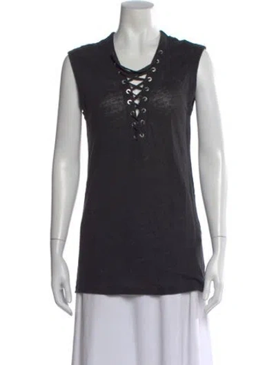 Pre-owned Iro Linen V-neck T-shirt In Black