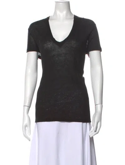 Pre-owned Iro Linen V-neck T-shirt In Black
