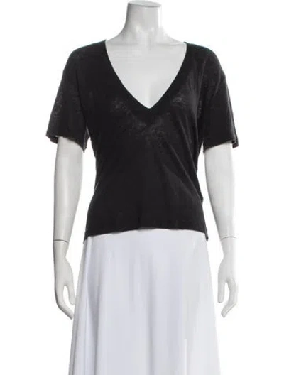 Pre-owned Iro Linen V-neck T-shirt In Black