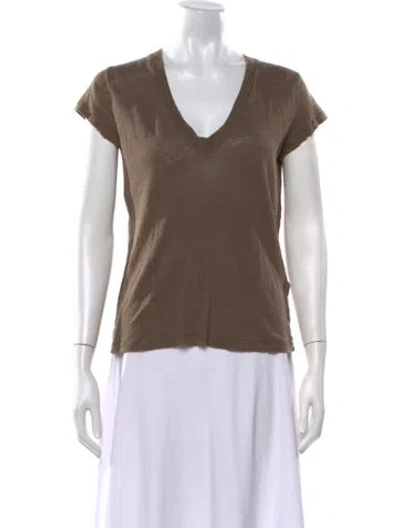 Pre-owned Iro Linen V-neck T-shirt In Brown