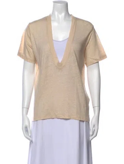 Pre-owned Iro Linen V-neck T-shirt In Neutrals