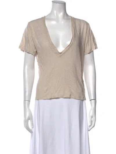 Pre-owned Iro Linen V-neck T-shirt In Neutrals