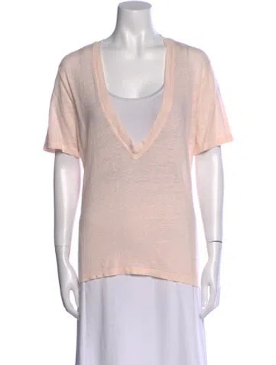 Pre-owned Iro Linen V-neck T-shirt In Pink