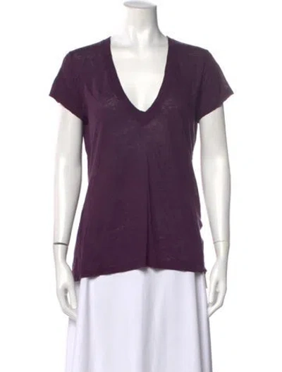 Pre-owned Iro Linen V-neck T-shirt In Purple