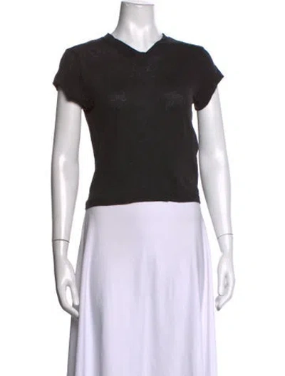 Pre-owned Iro Linen V-neck T-shirt W/ Tags In Black