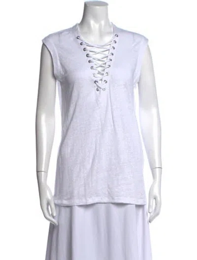 Pre-owned Iro Linen V-neck T-shirt In White