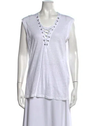 Pre-owned Iro Linen V-neck T-shirt In White