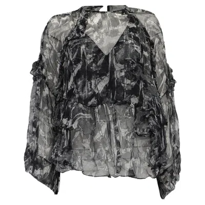 Pre-owned Iro Lixine Ruffled Top In Multicolor Chiffon In Gray