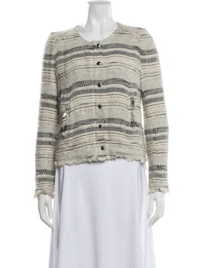Pre-owned Iro Lizzie Tweed Pattern Evening Jacket In Gray