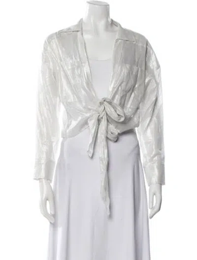 Pre-owned Iro Long Sleeve Blouse In Silver/white