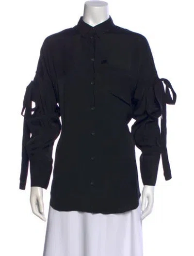 Pre-owned Iro Long Sleeve Button-up Top In Black