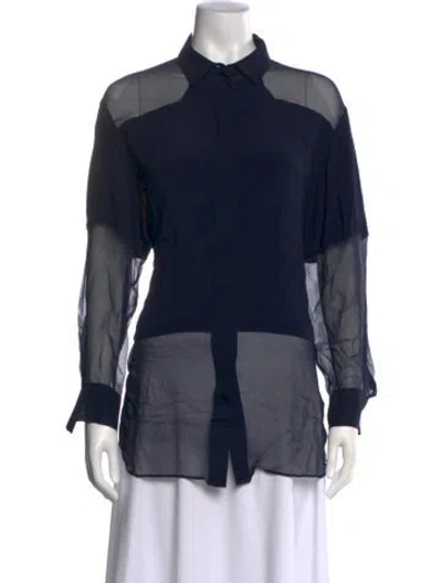 Pre-owned Iro Long Sleeve Button-up Top In Blue