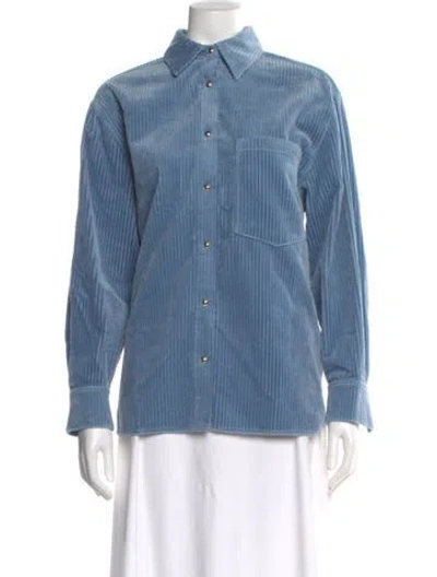 Pre-owned Iro Long Sleeve Button-up Top In Blue