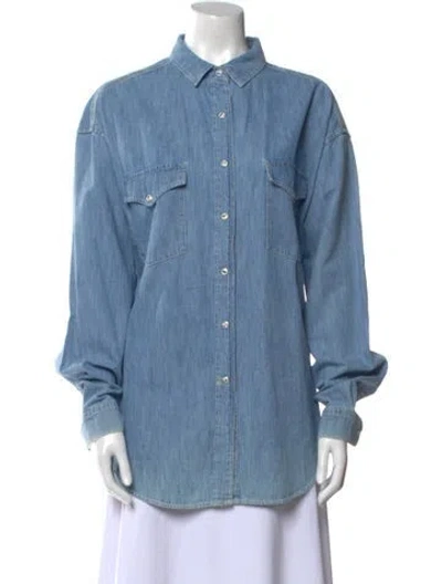 Pre-owned Iro Long Sleeve Button-up Top In Blue