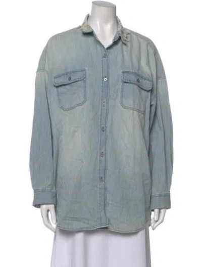 Pre-owned Iro Long Sleeve Button-up Top In Blue