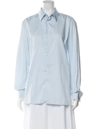 Pre-owned Iro Long Sleeve Button-up Top In Blue
