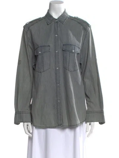 Pre-owned Iro Long Sleeve Button-up Top In Gray