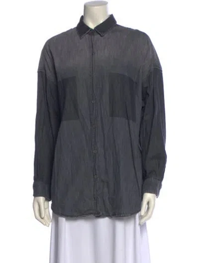 Pre-owned Iro Long Sleeve Button-up Top In Gray