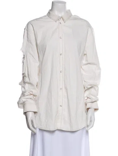 Pre-owned Iro Long Sleeve Button-up Top In White