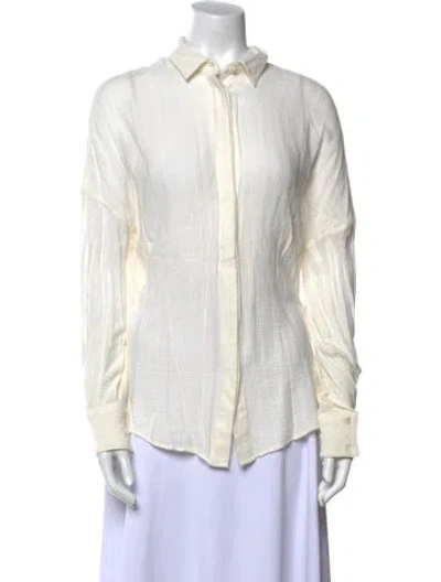 Pre-owned Iro Long Sleeve Button-up Top In White