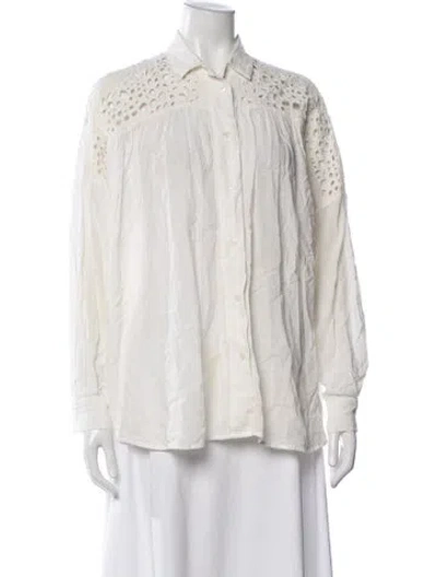 Pre-owned Iro Long Sleeve Button-up Top In White