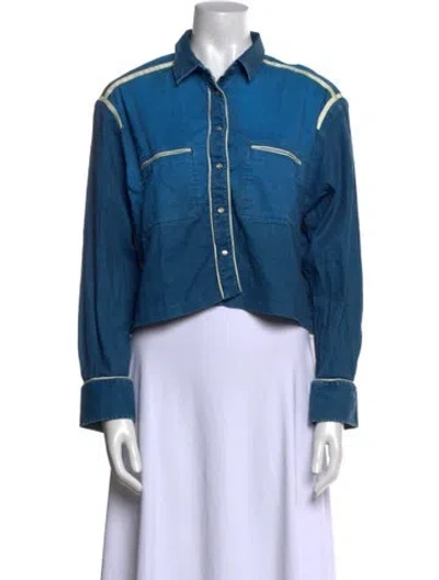 Pre-owned Iro Long Sleeve Crop Top In Blue