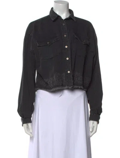 Pre-owned Iro Long Sleeve Crop Top W/ Tags In Black