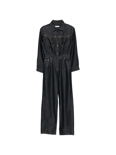 Iro Long-sleeve Denim Jumpsuit In Blue